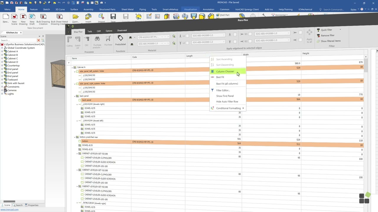 Datagrid 2/3 Building Up | Para-Flex | IronCAD