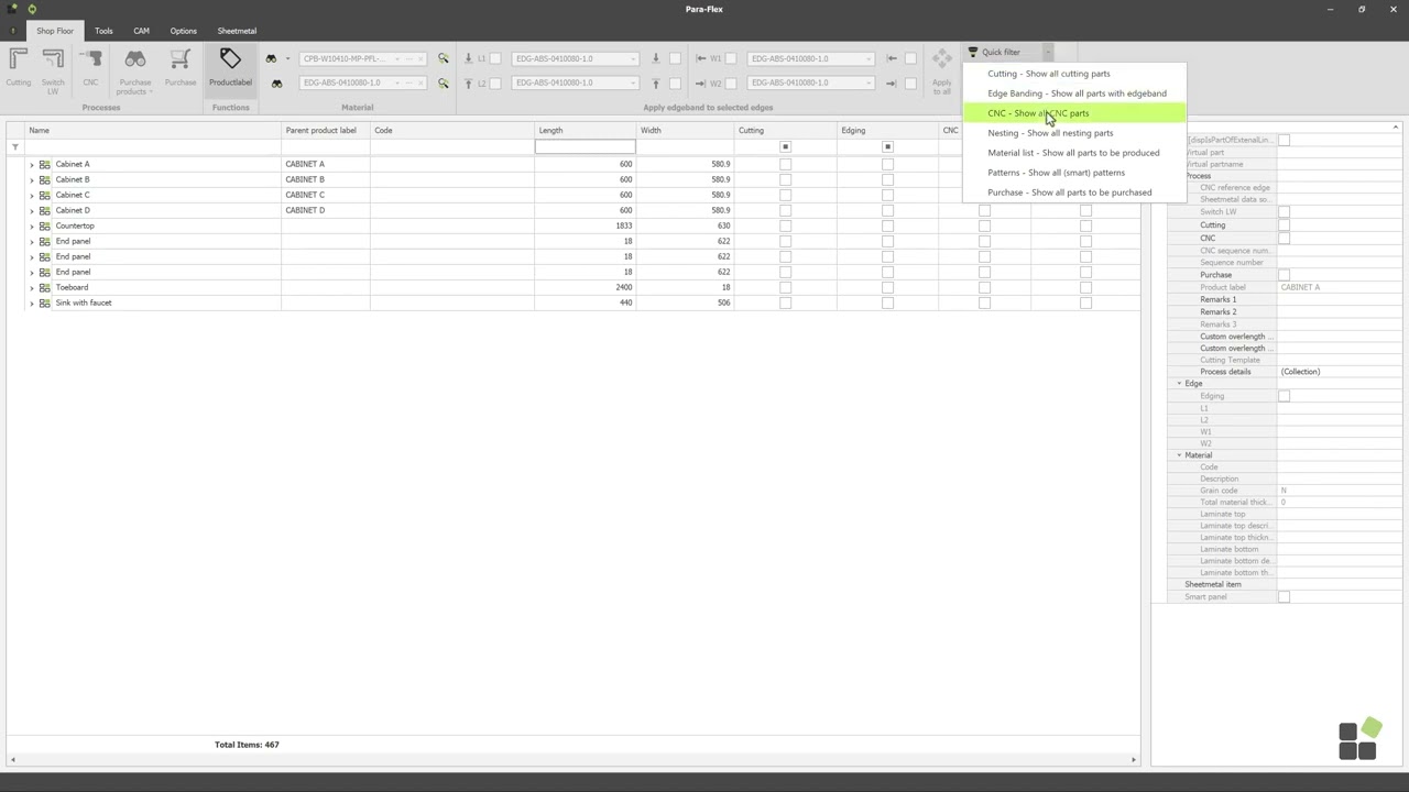 Datagrid 3/3 Filtering | Para-Flex | IronCAD